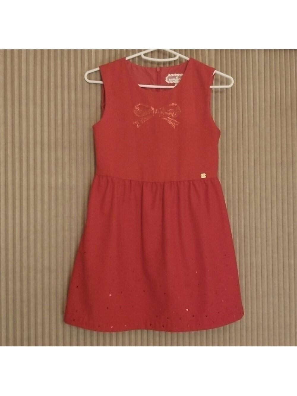 Valentine dress Girls Sz 10 140/64 Vintage Red Dress Red Sequin Bow Sleeveless - Picture 12 of 12